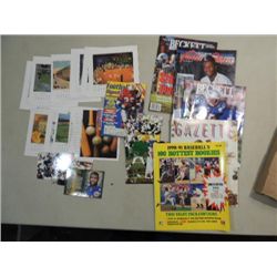 BOX LOT ASSORTED SPORTS COLLECTIBLES: MAGAZINES,