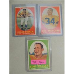 LOT 3 1958 TOPPS #72, 63, 55 FOOTBALL PLAYER CARDS