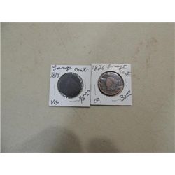 LOT 2 1819 (VG) & 1826 (G) CORONET LARGE CENTS