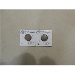 LOT 2 1857 & 58 (G) CIRCULATED FLYING EAGLE PENNY