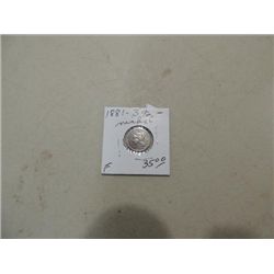 1881 CIRCULATED (F) 3 CENT NICKEL