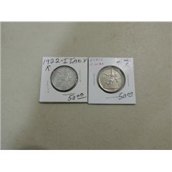 LOT 2 1922R HIGH VALUE ITALIAN 1 LIRE COIN