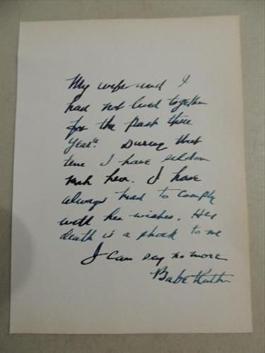 BABE RUTH ON LETTER SIGNATURE AUTOGRAPH
