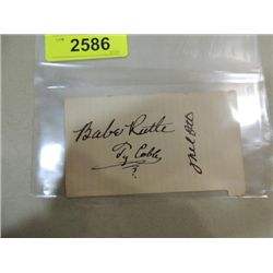 RUTH, COBB & OTT CUT SIGNATURE AUTOGRAPH NO COA