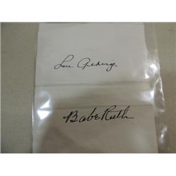 GEHRIG & RUTH SIGNATURE AUTOGRAPH ON DOC NO COA