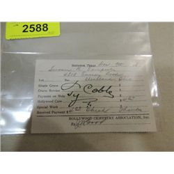 TY COBB SIGNATURE AUTOGRAPH ON DOCUMENT NO COA