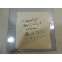 BABE RUTH CUT SIGNATURE AUTOGRAPH NO COA