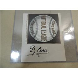 TY COBB SIGNATURE AUTOGRAPH ON LOGO NO COA