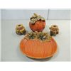 Image 1 : 4 PIECE SET FALL CERAMIC PUMPKIN, PLATE &