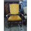 Image 1 : VINTAGE PINE WOOD CUSHIONED ROCKING CHAIR