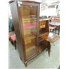 Image 2 : ANTIQUE OAK HALL SECRETARY, GLASS FRONT BOOK SHELF