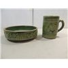 Image 1 : ARTS & CRAFT PERIOD EARTHENWARE MUG & CENTER PIECE