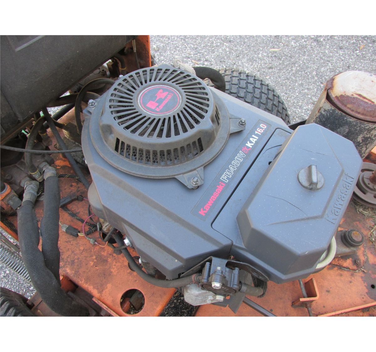 Scag walkbehind mower, sulky, 2 yr. old Kawasaki engine, 52" deck