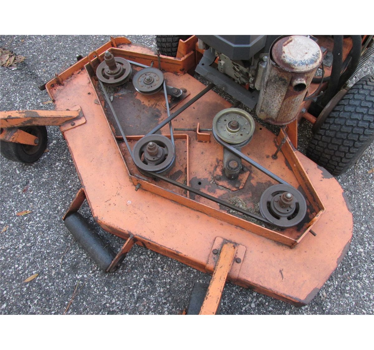 Scag walkbehind mower, sulky, 2 yr. old Kawasaki engine, 52" deck