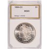Image 1 : 1884-CC MORGAN SILVER DOLLAR, PCI MS-65  A SUPER WHITE GEM, CAMEO LOOK!