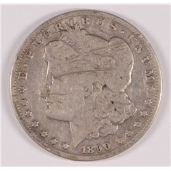 1890-CC MORGAN SILVER DOLLAR,M VG  MARKS ON THE OBVERSE