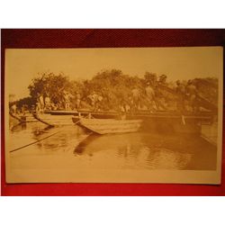 POST CARDS RPPC PONTOON BRIDGE WITH BOATS WAR 1 MILITARY