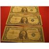 Image 1 : SILVER CERTIFICATE CURRENCY US BLUE SEAL 1957B,1957B,1957 DOLLAR BILLS LOT