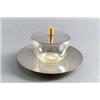 Image 1 : WÜRTTEMBERGISCHE METALLWARENFABRIK Geislingen Glasdose mit Unterteller Plated farbloses Glas...