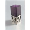 Image 1 : GEBR. DEYHLE Schwäbisch Gmünd Vase Silber violettes Glas. Durchbrochene Silbermontierung mit...