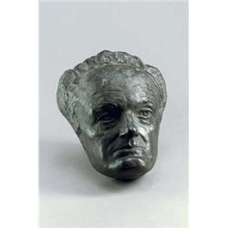 RUDOLF SAUDECK (1880- ) Gerhard Hauptmann Bronze patiniert. Überlebensgroßer Kopf mit hoher St...