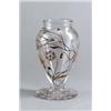 Image 1 : EMILE GALLE Nancy Vase farbloses Glas. Emailbemalung in Grün Rot Weiß Violett und Gold zar...