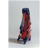 Image 1 : AUGUST JEAN Paris Vase farbloses Glas. Roter Überfang blaue Glasapplikationen auf der Wandung...