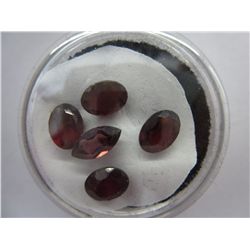 5 cut red garnet gemstones