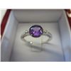 Image 1 : Amethyst gemstone ring set with 2 shoulder diamond