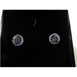 Sterling silver mystic topaz stud earrings-NEW