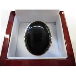 Large custom made black onyx gemstone ring