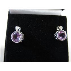 Brand new diamond & amethyst 2 carat earrings