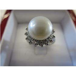 Genuine freshwater crystal & pearl ring