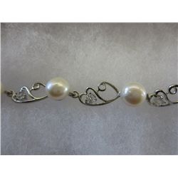 Freshwater pearl & crystal tennis bracelet
