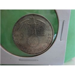 1937 silver Nazi 2 Reichsmark coin