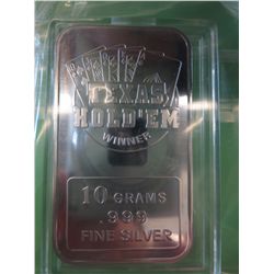 .999 silver "Texas Hold 'em" art bar