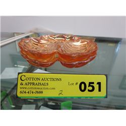 2 apricot luster 3 leaf clover dishes