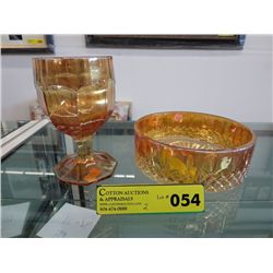 Two pieces apricot lustre glassware