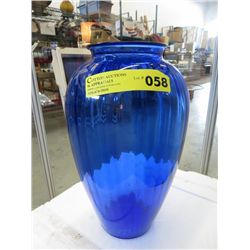 Large blue glass vase