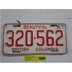 Pair of BC 1957 license plates