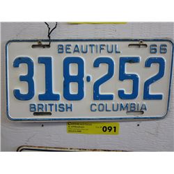 Pair of BC 1966 license plates