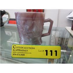 Vintage slag glass mug, mauve