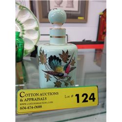 European stoppered bottle, hand-painted, glazed