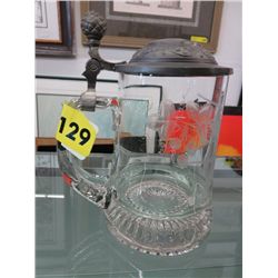 Cut crystal beer stein with pewter lid