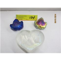 3 Art Glass paperweights