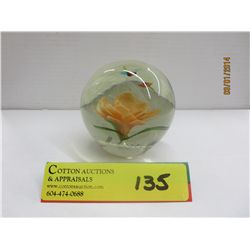 Glass "globe" paperweight - Flower and Dragonflies