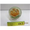 Image 2 : Glass "globe" paperweight - Flower and Dragonflies