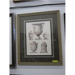 Framed print of vases and urns
