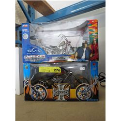 Pair of model motorcycles