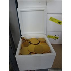 Case of gold foil wrapped chocolates